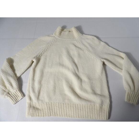 Loft Chenille Sweater Womens XS Cream Ivory Soft Mock Neck Cozy Minimalist Warm - Picture 7 of 12